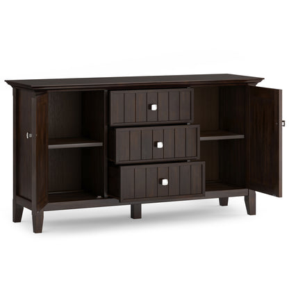 Bedford 54 inch Wide Solid Wood Sideboard Buffet in Dark Tobacco Brown