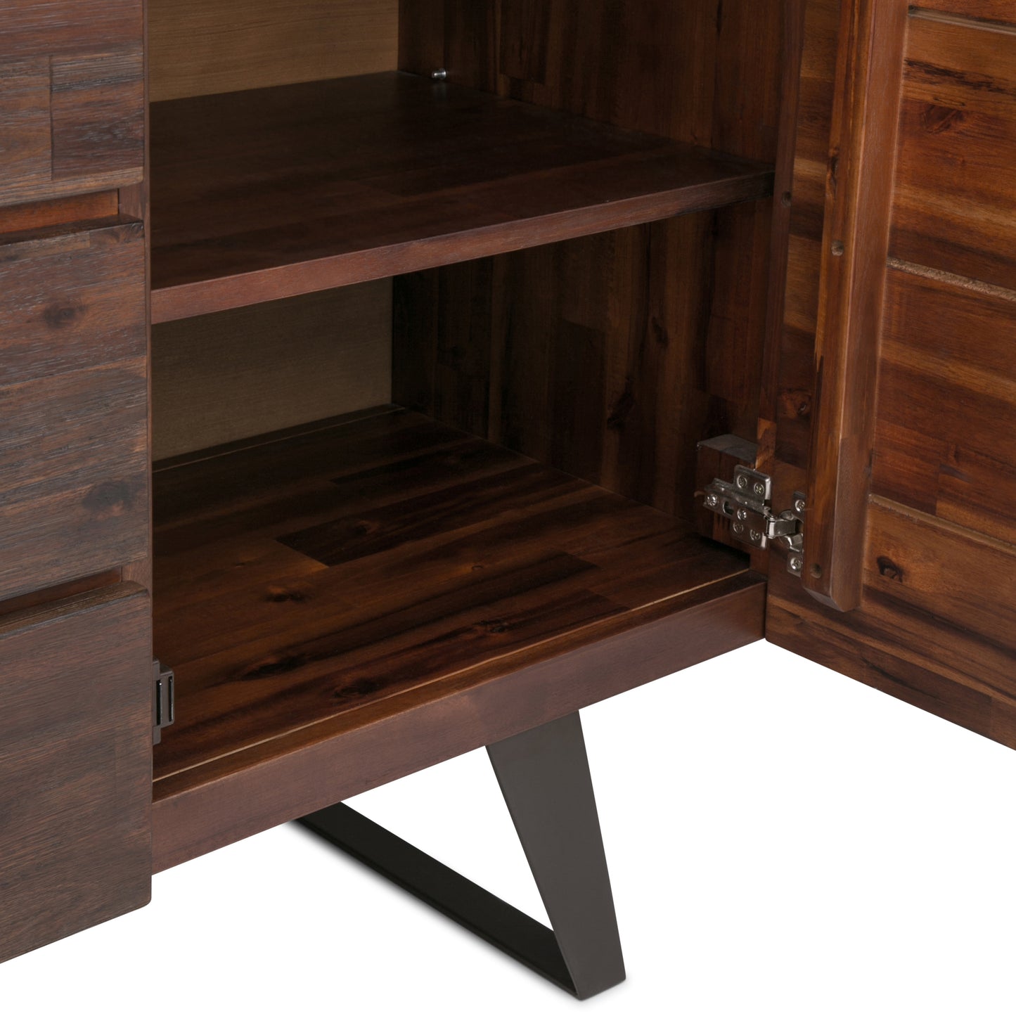 Lowry 60 inch Wide Solid Acacia Wood Sideboard Buffet in Distressed Charcoal Brown