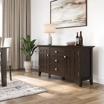 Bedford 54 inch Wide Solid Wood Sideboard Buffet in Dark Tobacco Brown