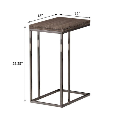 Grey & Brown Folding Snack Table - Industrial Style for Living Room