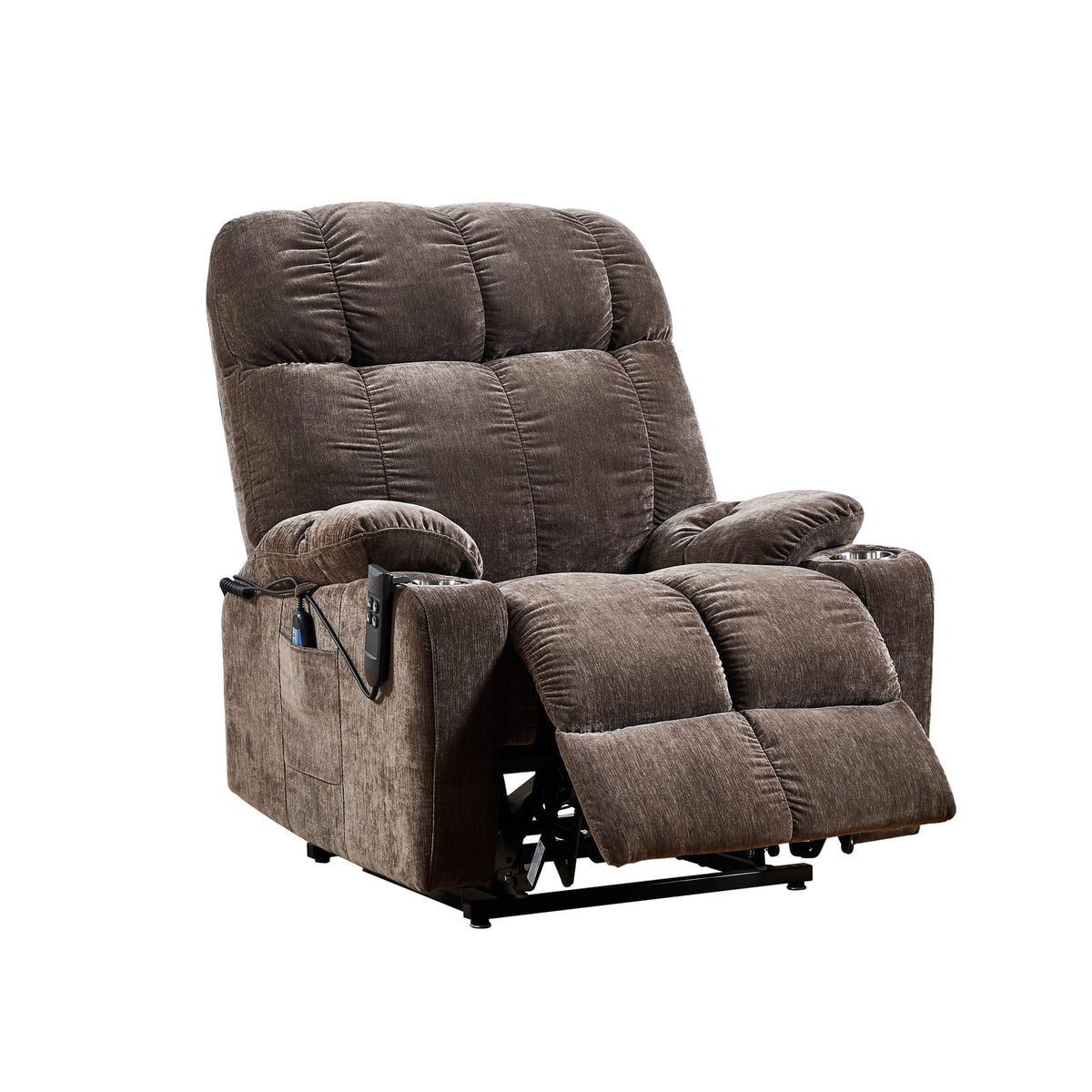 Liyasi Power Recliner - Brown Fabric, Dual OKIN Motor for Living Room