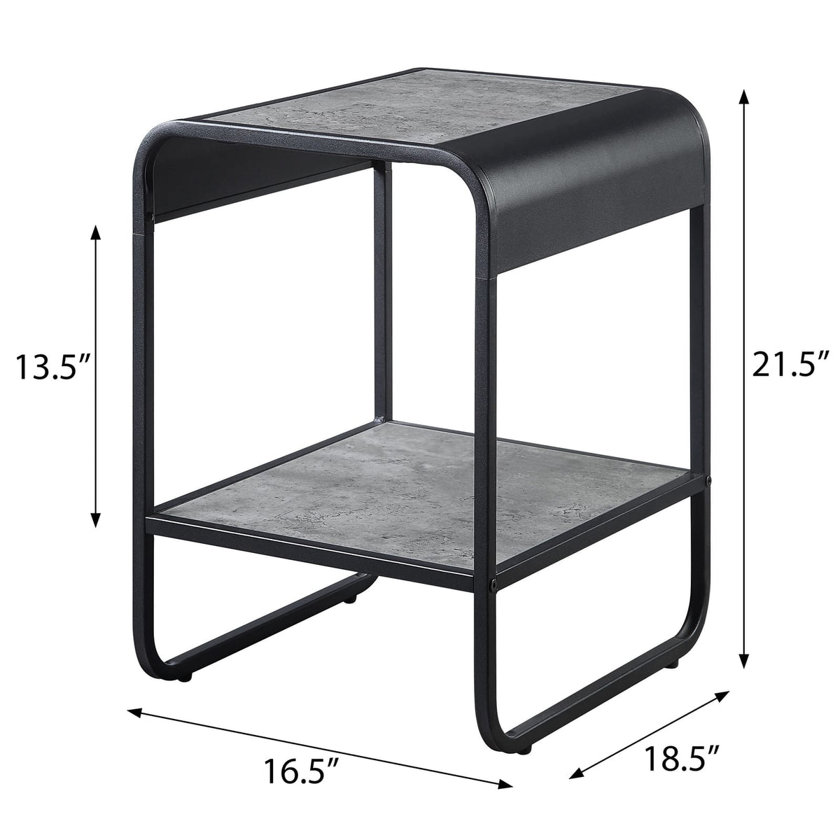 Concrete Grey and Black 1-Shelf End Table - Storage & Modern Style for Living Room