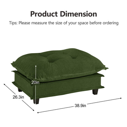 73 Ottoman - Chenille Green - Comfortable Storage Accent