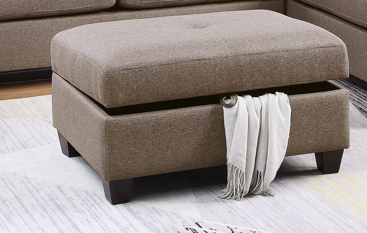 Large Mocha L-Shaped Sectional Sofa - 3 Pieces