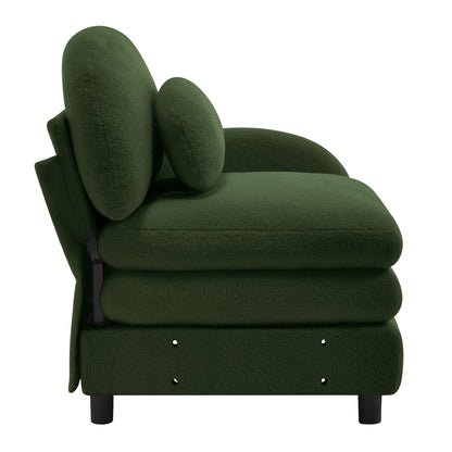 Vitoria Curved Sofa - Green Teddy Fabric, 1 Seat