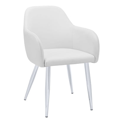 Dining Chairs Set of 2 White Faux Leather - Modern Kitchen Seating