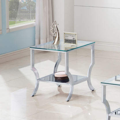 Chrome Glass Square Top End Table - 19.75" for Living Room