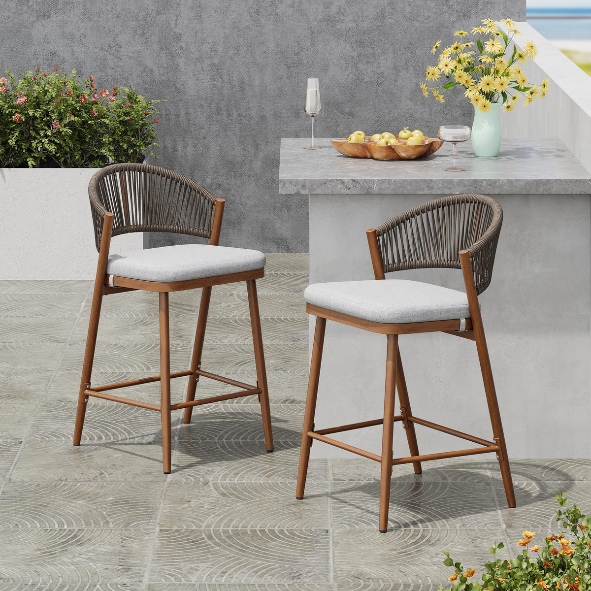 Teak 2-Person Outdoor Patio Seating Group