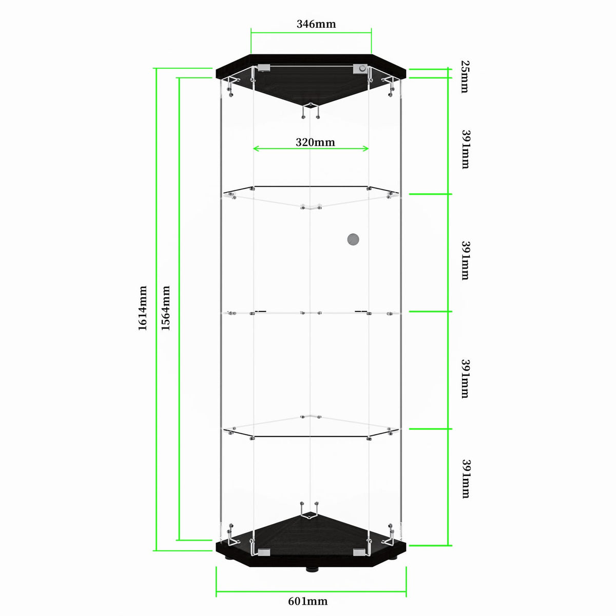 Black Glass Display Cabinet for Living Room Storage and Decor