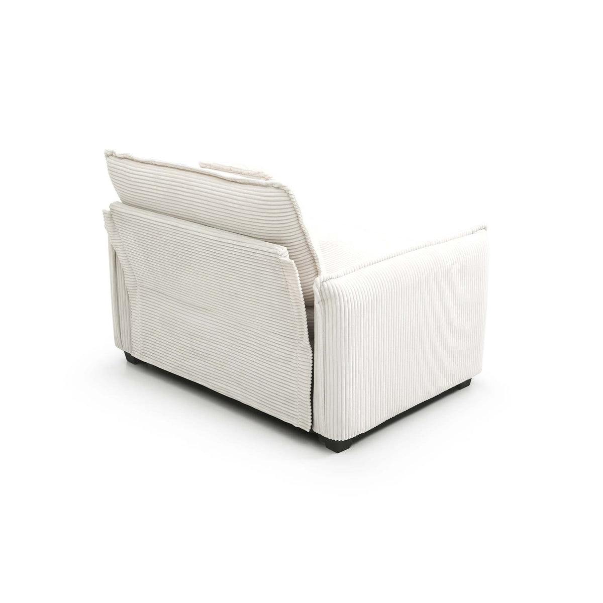 Beige Corduroy Single Sofa - Comfortable Club or Bedroom Seat for Living Room