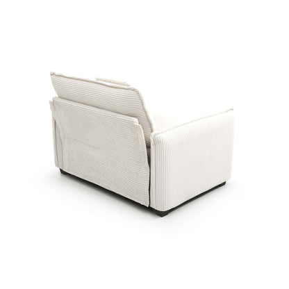 Beige Corduroy Single Sofa - Comfortable Club or Bedroom Seat for Living Room