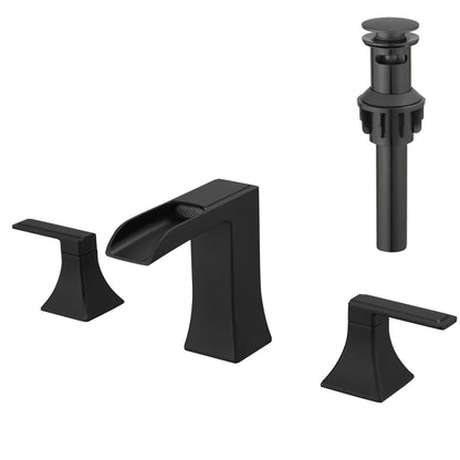 Modern Black 8 Inch Widespread Bathroom Sink Faucet for Renovation