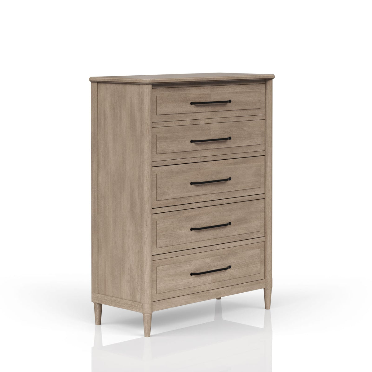 5 Drawer Chest Sand Finish - Solid Wood MDF Dresser