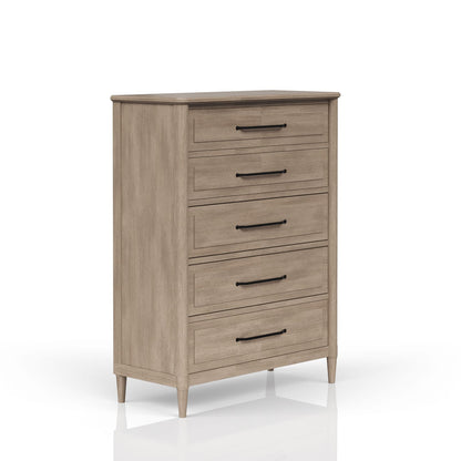 5 Drawer Chest Sand Finish - Solid Wood MDF Dresser
