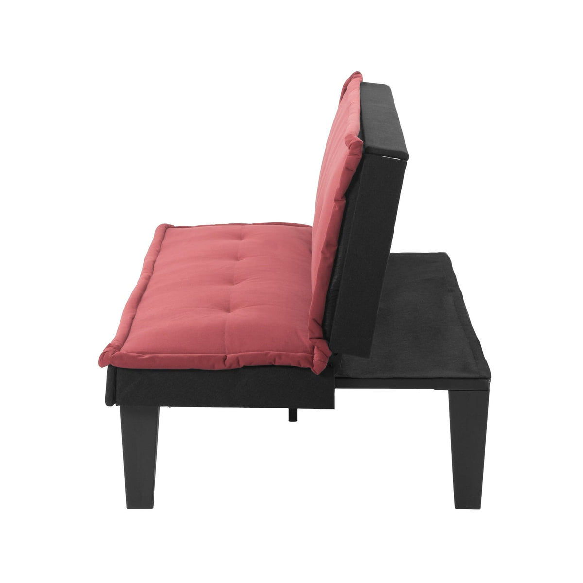 Red Microfiber Convertible Sofa Bed - 2-in-1 Futon for Small Spaces for Living Room
