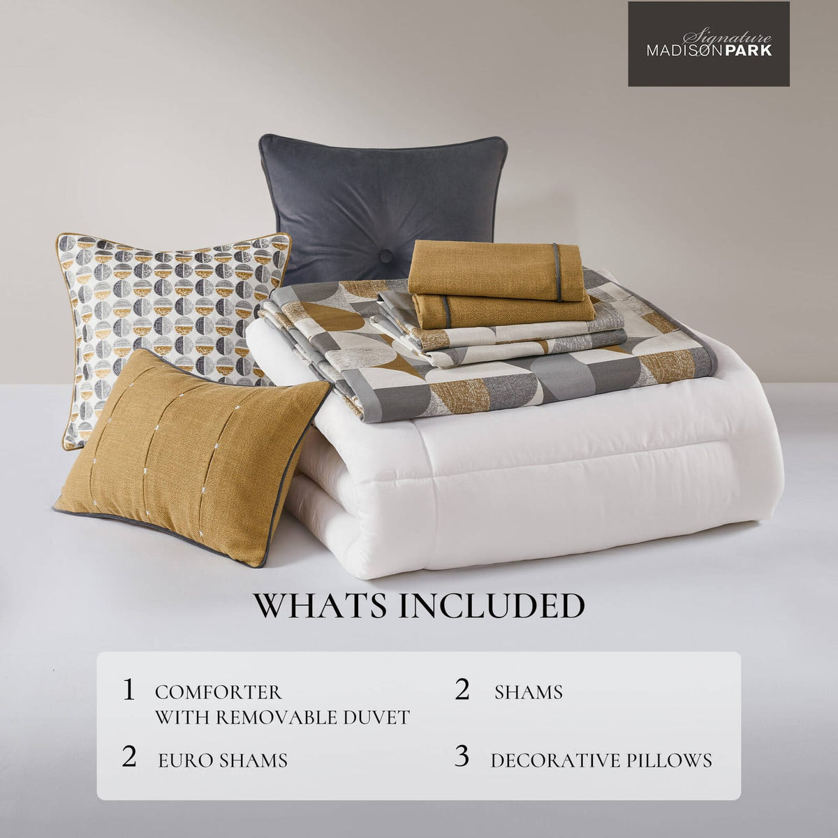 Gold Jacquard Oversized Comforter Set - Queen Size