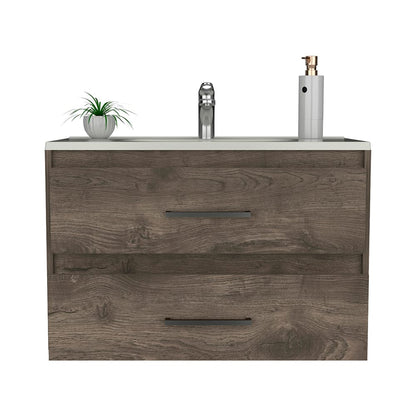 Dark Brown Wall Mounted Bathroom Vanity with Sink for Bathroom Renovation