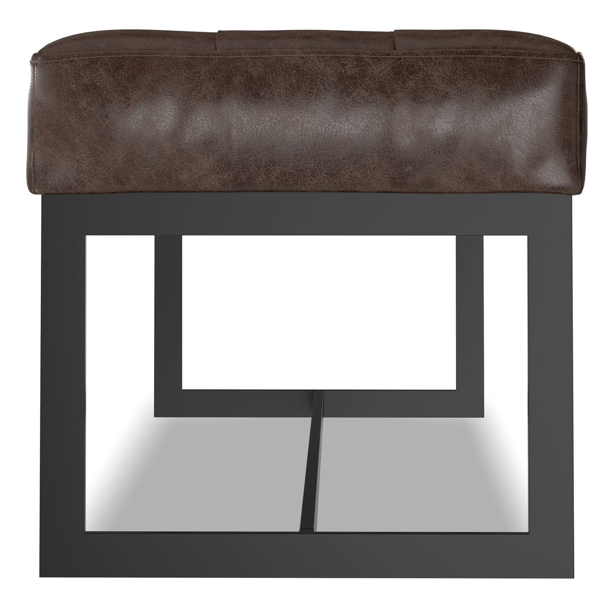 Brown Leather Ottoman Bench - 18" D x 56" W