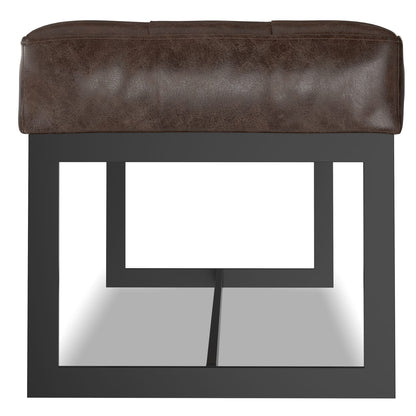 Brown Leather Ottoman Bench - 18" D x 56" W