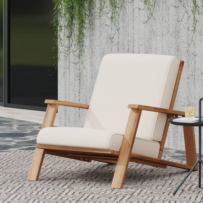 Paloma Club Chair - Beige Acacia Wood Patio Seating