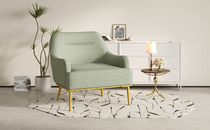 Green Chenille Accent Chair - Curved Back Sofa Chair for Bedroom or Living Room
