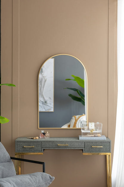 24" Arched Gold Mirror - Iron Frame Full Length