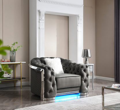 Sophisticated Gray Accent Chair - Velvet Comfort