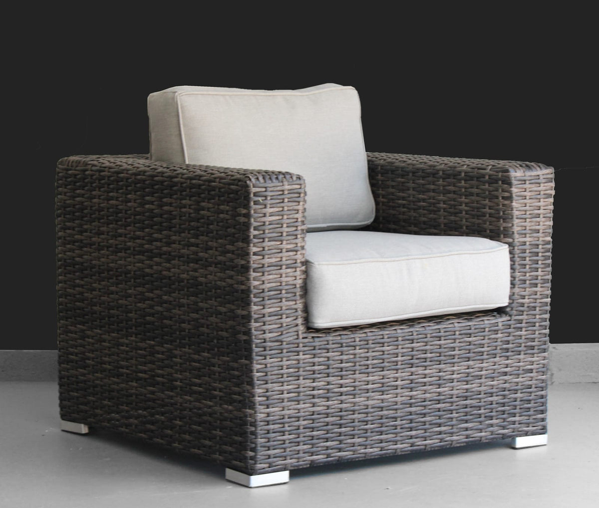 Espresso Grey Wicker Patio Chairs - 2 Piece Set with Cushions
