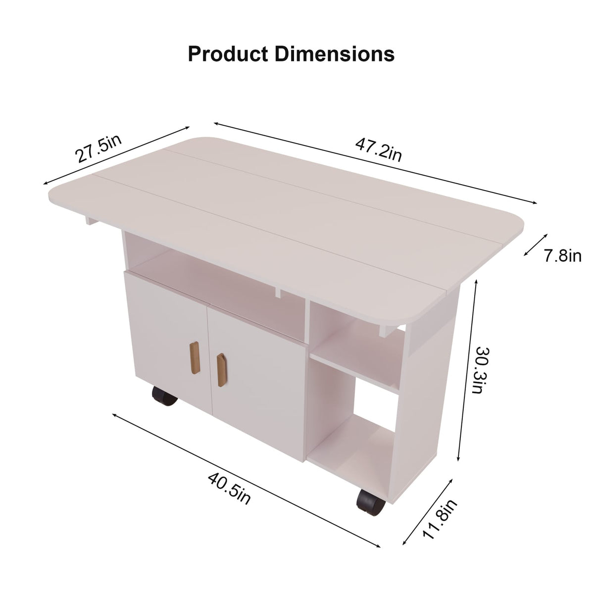 Dining Room Modern Folding Dining Table with Wheels for Kitchen Storage and Living