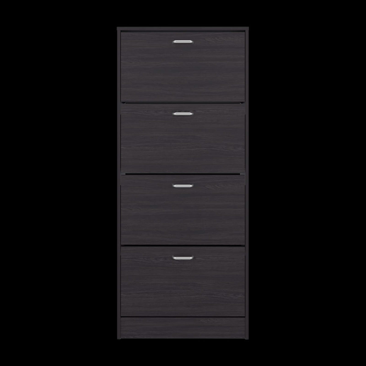 Black Shoe Rack - 4 Shelves, Storage Cabinet for Living Room