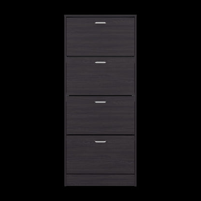 Black Shoe Rack - 4 Shelves, Storage Cabinet for Living Room