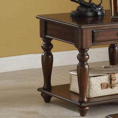 Walnut 1-Drawer Rectangular End Table