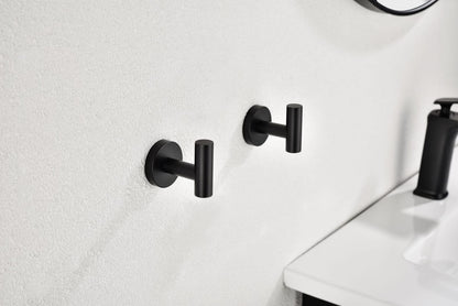 Stainless Steel Bathroom Towel Hooks - Matte Black, 2-Pack