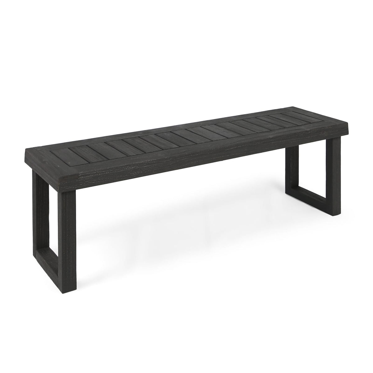 Dark Grey Acacia Wood Patio Bench for Garden or Porch Seating