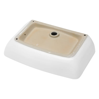 24" White Ceramic Rectangular Vessel Sink - Bathroom Vanity