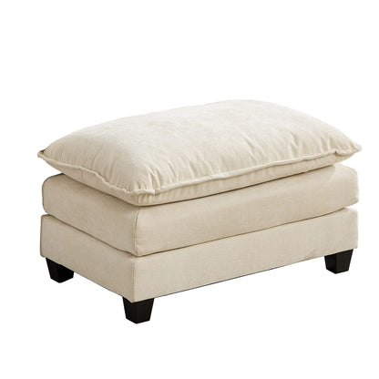 Beige Chenille Ottoman - Comfortable Accent Piece for Living Room