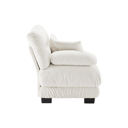 White Chenille Sofa - 1 Seat Armless for Living Room