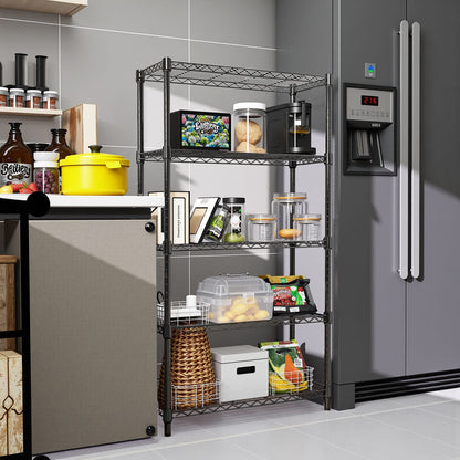 Black Carbon Steel Kitchen Shelving Unit - 5 Tier Storage