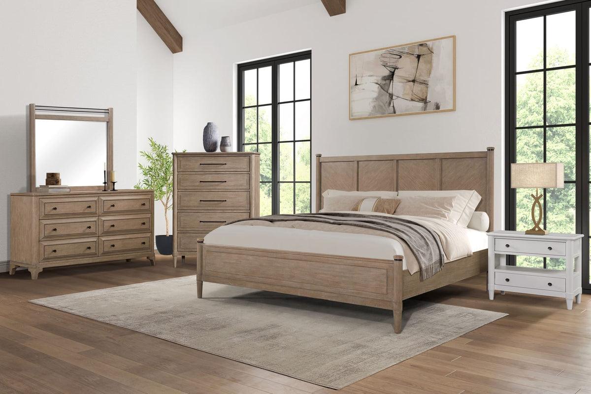 5 Drawer Chest Sand Finish - Solid Wood MDF Dresser