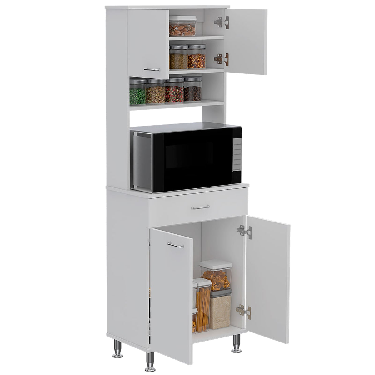 White Pantry Cabinet with Two Doors & Shelves