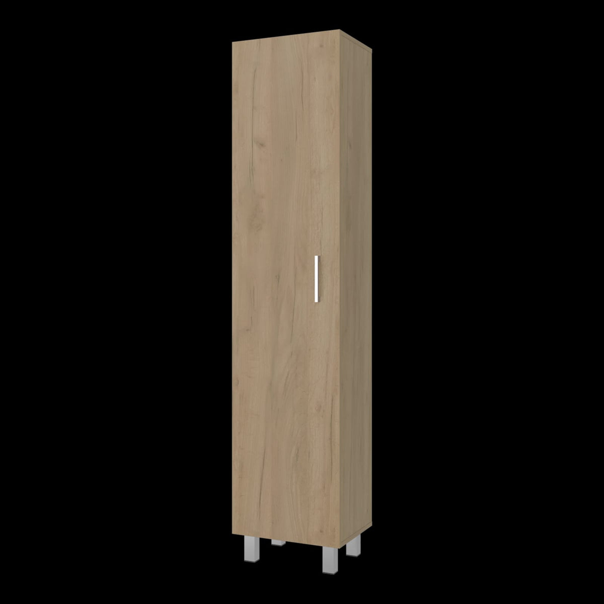 Beige Storage Cabinet - 4 Shelves, Engineered Wood for Living Room