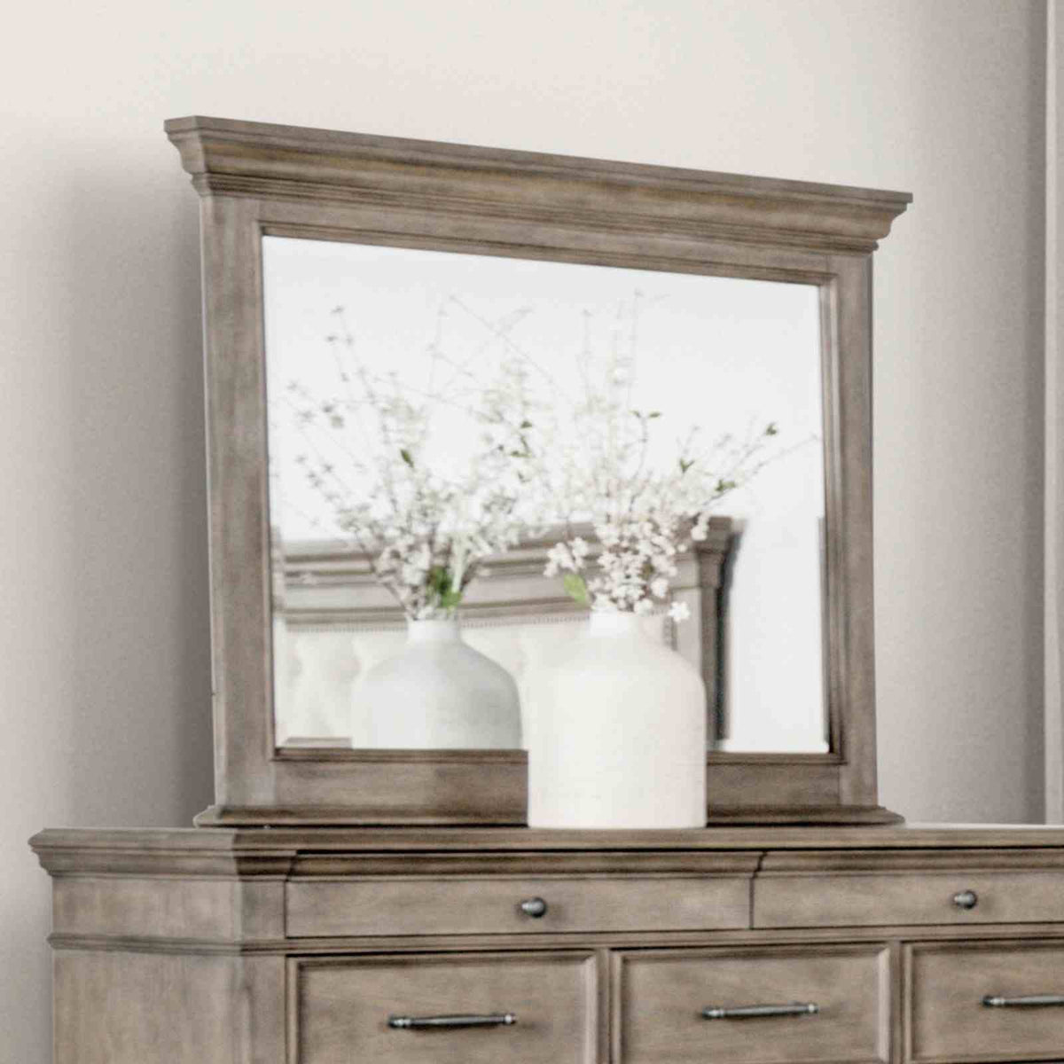 64" Oak Modern Bedroom Dresser - Rubber Wood