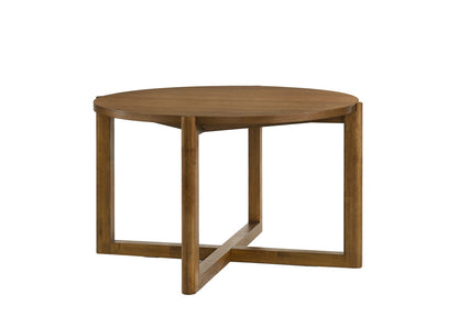 Walnut Round Dining Table Set - 5 Piece with Gray Chairs for Dining Room