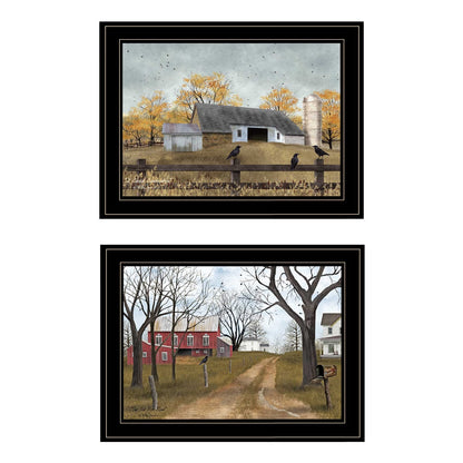 Black Frame Country Roads 2 Piece Vignette Art