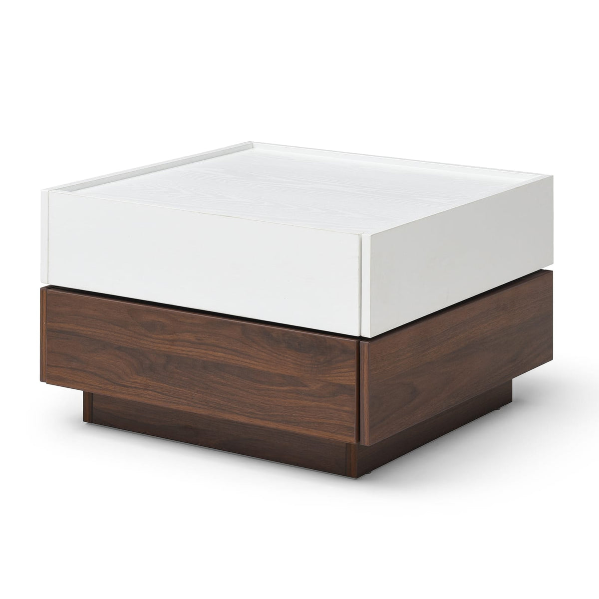White Walnut Square Coffee Table with Storage