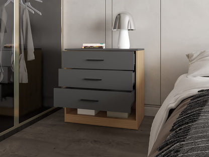 3-Drawer Multicolor Particle Board Dresser - Bedroom Storage