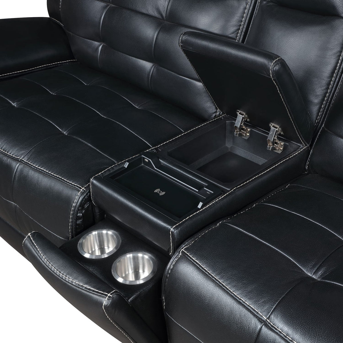 Black Curved Sectional Sofa - 118.5" Reclining for Living Room