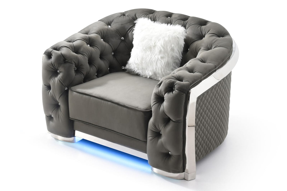 Sophisticated Gray Accent Chair - Velvet Comfort