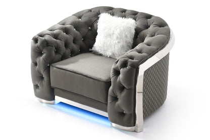 Sophisticated Gray Accent Chair - Velvet Comfort