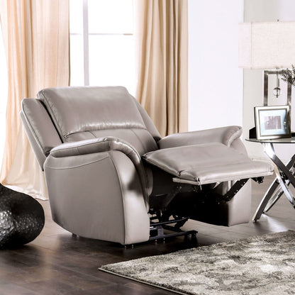 Light Gray Power Recliner - Transitional Style, 1pc Comfort